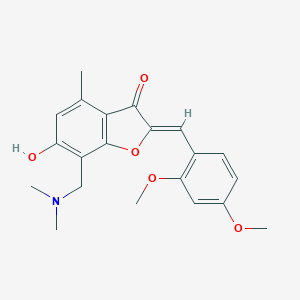 molecular formula C21H23NO5 B360269 (Z)-2-(2,4-dimethoxybenzylidene)-7-((dimethylamino)methyl)-6-hydroxy-4-methylbenzofuran-3(2H)-one CAS No. 903188-28-3