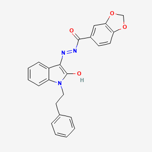 N'-[2-oxo-1-(2-phenylethyl)-1,2-dihydro-3H-indol-3-ylidene]-1,3-benzodioxole-5-carbohydrazide