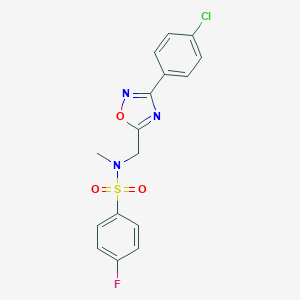 molecular formula C16H13ClFN3O3S B360273 N-{[3-(4-chlorophenyl)-1,2,4-oxadiazol-5-yl]methyl}-4-fluoro-N-methylbenzenesulfonamide CAS No. 891404-96-9