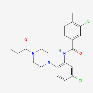 molecular formula C21H23Cl2N3O2 B3602814 3-chloro-N-[5-chloro-2-(4-propionyl-1-piperazinyl)phenyl]-4-methylbenzamide 