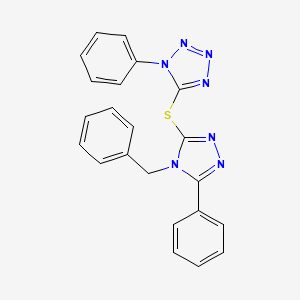 molecular formula C22H17N7S B3602817 5-[(4-benzyl-5-phenyl-4H-1,2,4-triazol-3-yl)thio]-1-phenyl-1H-tetrazole 