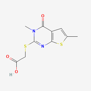 molecular formula C10H10N2O3S2 B3602863 2-((3,6-Dimethyl-4-oxo-3,4-dihydrothieno[2,3-d]pyrimidin-2-yl)thio)acetic acid 