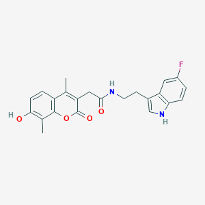 N-[2-(5-fluoro-1H-indol-3-yl)ethyl]-2-(7-hydroxy-4,8-dimethyl-2-oxochromen-3-yl)acetamide