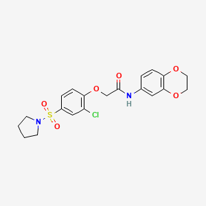 molecular formula C20H21ClN2O6S B3602870 2-(2-chloro-4-pyrrolidin-1-ylsulfonylphenoxy)-N-(2,3-dihydro-1,4-benzodioxin-6-yl)acetamide 