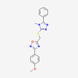 3-(4-methoxyphenyl)-5-{[(4-methyl-5-phenyl-4H-1,2,4-triazol-3-yl)thio]methyl}-1,2,4-oxadiazole