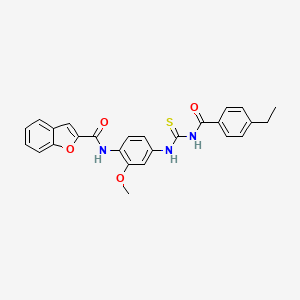 molecular formula C26H23N3O4S B3602897 N-[4-({[(4-ethylbenzoyl)amino]carbonothioyl}amino)-2-methoxyphenyl]-1-benzofuran-2-carboxamide 