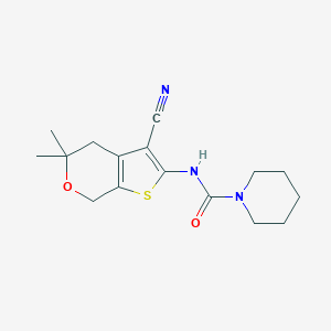 molecular formula C16H21N3O2S B360292 N-(3-cyano-5,5-dimethyl-4,7-dihydrothieno[2,3-c]pyran-2-yl)piperidine-1-carboxamide CAS No. 903197-50-2