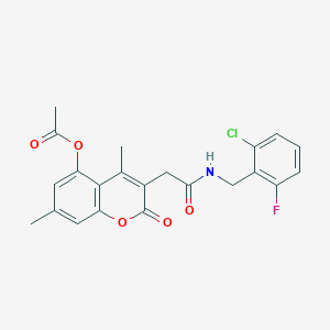 molecular formula C22H19ClFNO5 B360293 3-{2-[(2-chloro-6-fluorobenzyl)amino]-2-oxoethyl}-4,7-dimethyl-2-oxo-2H-chromen-5-yl acetate CAS No. 903589-54-8