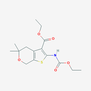 molecular formula C15H21NO5S B360294 ethyl 2-[(ethoxycarbonyl)amino]-5,5-dimethyl-4,7-dihydro-5H-thieno[2,3-c]pyran-3-carboxylate CAS No. 903196-96-3