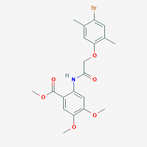 molecular formula C20H22BrNO6 B3603000 Methyl 2-[[2-(4-bromo-2,5-dimethylphenoxy)acetyl]amino]-4,5-dimethoxybenzoate 