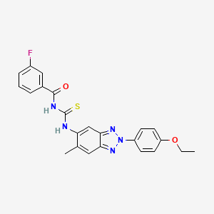 N-({[2-(4-ethoxyphenyl)-6-methyl-2H-1,2,3-benzotriazol-5-yl]amino}carbonothioyl)-3-fluorobenzamide