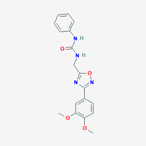 molecular formula C18H18N4O4 B360304 N-{[3-(3,4-dimethoxyphenyl)-1,2,4-oxadiazol-5-yl]methyl}-N'-phenylurea CAS No. 890326-98-4
