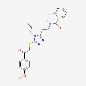 2-fluoro-N-{2-[5-{[2-(4-methoxyphenyl)-2-oxoethyl]sulfanyl}-4-(prop-2-en-1-yl)-4H-1,2,4-triazol-3-yl]ethyl}benzamide