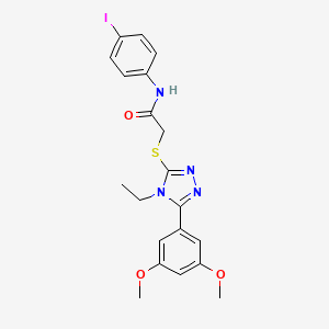 molecular formula C20H21IN4O3S B3603057 2-{[5-(3,5-dimethoxyphenyl)-4-ethyl-4H-1,2,4-triazol-3-yl]thio}-N-(4-iodophenyl)acetamide 