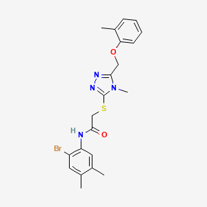 molecular formula C21H23BrN4O2S B3603066 N-(2-bromo-4,5-dimethylphenyl)-2-({4-methyl-5-[(2-methylphenoxy)methyl]-4H-1,2,4-triazol-3-yl}sulfanyl)acetamide 