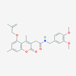 molecular formula C26H29NO6 B360308 N-(3,4-dimethoxybenzyl)-2-{4,7-dimethyl-5-[(2-methyl-2-propenyl)oxy]-2-oxo-2H-chromen-3-yl}acetamide CAS No. 903202-82-4