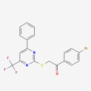 1-(4-Bromophenyl)-2-[4-phenyl-6-(trifluoromethyl)pyrimidin-2-yl]sulfanylethanone