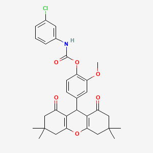 molecular formula C31H32ClNO6 B3603153 2-methoxy-4-(3,3,6,6-tetramethyl-1,8-dioxo-2,3,4,5,6,7,8,9-octahydro-1H-xanthen-9-yl)phenyl N-(3-chlorophenyl)carbamate 