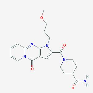 molecular formula C21H25N5O4 B360319 1-[6-(3-Methoxypropyl)-2-oxo-1,6,8-triazatricyclo[7.4.0.03,7]trideca-3(7),4,8,10,12-pentaene-5-carbonyl]piperidine-4-carboxamide CAS No. 900293-22-3