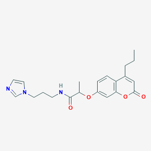 molecular formula C21H25N3O4 B360321 N-[3-(1H-imidazol-1-yl)propyl]-2-[(2-oxo-4-propyl-2H-chromen-7-yl)oxy]propanamide CAS No. 900259-37-2