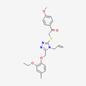 molecular formula C24H27N3O4S B3603262 2-({5-[(2-ethoxy-4-methylphenoxy)methyl]-4-(prop-2-en-1-yl)-4H-1,2,4-triazol-3-yl}sulfanyl)-1-(4-methoxyphenyl)ethanone 