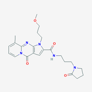 molecular formula C23H29N5O4 B360330 1-(3-methoxypropyl)-9-methyl-4-oxo-N-(3-(2-oxopyrrolidin-1-yl)propyl)-1,4-dihydropyrido[1,2-a]pyrrolo[2,3-d]pyrimidine-2-carboxamide CAS No. 900882-94-2