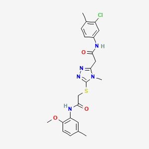 molecular formula C22H24ClN5O3S B3603315 2-[(5-{2-[(3-chloro-4-methylphenyl)amino]-2-oxoethyl}-4-methyl-4H-1,2,4-triazol-3-yl)sulfanyl]-N-(2-methoxy-5-methylphenyl)acetamide 