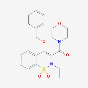 molecular formula C22H24N2O5S B360332 benzyl 2-ethyl-3-(4-morpholinylcarbonyl)-1,1-dioxido-2H-1,2-benzothiazin-4-yl ether CAS No. 900870-85-1