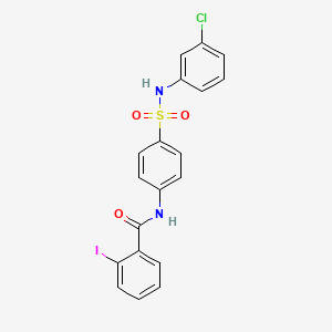 molecular formula C19H14ClIN2O3S B3603321 N-(4-{[(3-chlorophenyl)amino]sulfonyl}phenyl)-2-iodobenzamide 