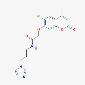 molecular formula C18H18ClN3O4 B360335 2-[(6-chloro-4-methyl-2-oxo-2H-chromen-7-yl)oxy]-N-[3-(1H-imidazol-1-yl)propyl]acetamide CAS No. 900882-21-5