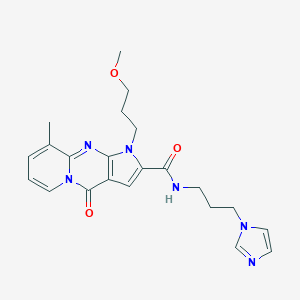 molecular formula C22H26N6O3 B360338 N-[3-(1H-imidazol-1-yl)propyl]-1-(3-methoxypropyl)-9-methyl-4-oxo-1,4-dihydropyrido[1,2-a]pyrrolo[2,3-d]pyrimidine-2-carboxamide CAS No. 902010-61-1