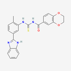 N-((5-(1H-Benzo[d]imidazol-2-yl)-2-methylphenyl)carbamothioyl)-2,3-dihydrobenzo[b][1,4]dioxine-6-carboxamide