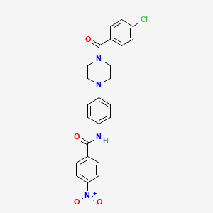 molecular formula C24H21ClN4O4 B3603400 N-{4-[4-(4-chlorobenzoyl)-1-piperazinyl]phenyl}-4-nitrobenzamide 