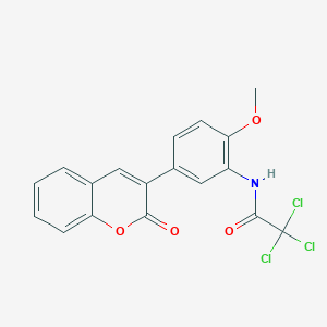 molecular formula C18H12Cl3NO4 B3603423 2,2,2-trichloro-N-[2-methoxy-5-(2-oxo-2H-chromen-3-yl)phenyl]acetamide 