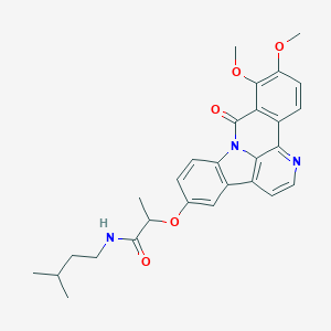 molecular formula C28H29N3O5 B360348 2-[(10,11-dimethoxy-9-oxo-9H-benzo[c]indolo[3,2,1-ij][1,5]naphthyridin-5-yl)oxy]-N-isopentylpropanamide CAS No. 904503-18-0