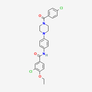 molecular formula C26H25Cl2N3O3 B3603511 3-chloro-N-{4-[4-(4-chlorobenzoyl)-1-piperazinyl]phenyl}-4-ethoxybenzamide 