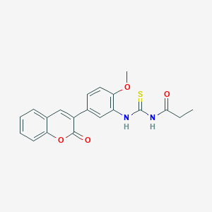 molecular formula C20H18N2O4S B3603549 N-({[2-methoxy-5-(2-oxo-2H-chromen-3-yl)phenyl]amino}carbonothioyl)propanamide 