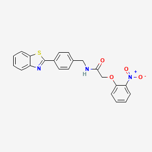 molecular formula C22H17N3O4S B3603596 N-[4-(1,3-benzothiazol-2-yl)benzyl]-2-(2-nitrophenoxy)acetamide 