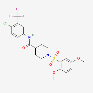 molecular formula C21H22ClF3N2O5S B3603636 N-[4-chloro-3-(trifluoromethyl)phenyl]-1-[(2,5-dimethoxyphenyl)sulfonyl]-4-piperidinecarboxamide 