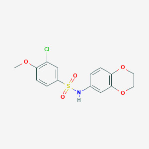 molecular formula C15H14ClNO5S B3603658 3-chloro-N-(2,3-dihydro-1,4-benzodioxin-6-yl)-4-methoxybenzenesulfonamide 