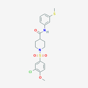 molecular formula C20H23ClN2O4S2 B3603677 1-[(3-chloro-4-methoxyphenyl)sulfonyl]-N-[3-(methylthio)phenyl]-4-piperidinecarboxamide 