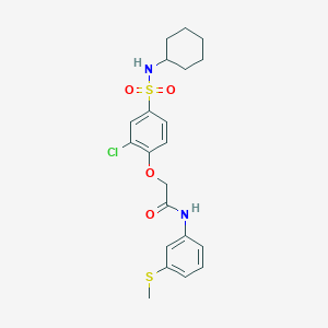 molecular formula C21H25ClN2O4S2 B3603702 2-[2-chloro-4-(cyclohexylsulfamoyl)phenoxy]-N-(3-methylsulfanylphenyl)acetamide 