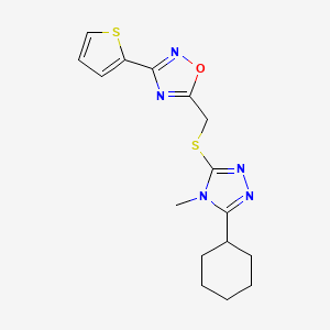 5-{[(5-cyclohexyl-4-methyl-4H-1,2,4-triazol-3-yl)thio]methyl}-3-(2-thienyl)-1,2,4-oxadiazole