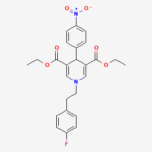 molecular formula C25H25FN2O6 B3603719 diethyl 1-[2-(4-fluorophenyl)ethyl]-4-(4-nitrophenyl)-1,4-dihydro-3,5-pyridinedicarboxylate 