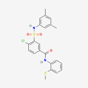 molecular formula C22H21ClN2O3S2 B3603721 4-chloro-3-{[(3,5-dimethylphenyl)amino]sulfonyl}-N-[2-(methylthio)phenyl]benzamide 