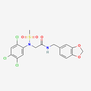 molecular formula C17H15Cl3N2O5S B3603729 N~1~-(1,3-benzodioxol-5-ylmethyl)-N~2~-(methylsulfonyl)-N~2~-(2,4,5-trichlorophenyl)glycinamide 