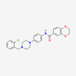 molecular formula C26H26ClN3O3 B3603751 N-{4-[4-(2-chlorobenzyl)-1-piperazinyl]phenyl}-2,3-dihydro-1,4-benzodioxine-6-carboxamide 