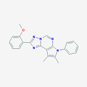 molecular formula C22H19N5O B360376 2-(8,9-dimethyl-7-phenyl-7H-pyrrolo[3,2-e][1,2,4]triazolo[1,5-c]pyrimidin-2-yl)phenyl methyl ether CAS No. 921069-94-5