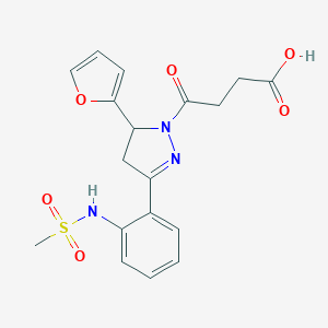 molecular formula C18H19N3O6S B360381 4-(5-(2-furyl)-3-{2-[(methylsulfonyl)amino]phenyl}-4,5-dihydro-1H-pyrazol-1-yl)-4-oxobutanoic acid CAS No. 920425-86-1