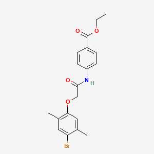 molecular formula C19H20BrNO4 B3603853 ethyl 4-{[(4-bromo-2,5-dimethylphenoxy)acetyl]amino}benzoate 